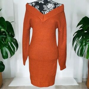 Full Circle Trends Off The Shoulder Cable Knit Sweater Dress